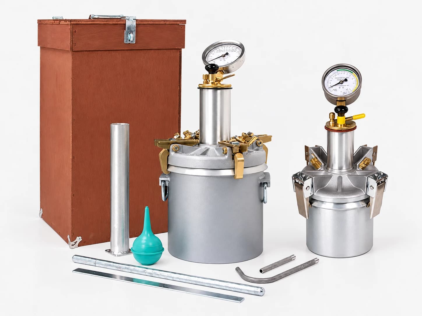 Concrete air meters with carrying case and testing accessories